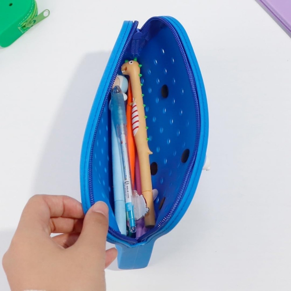 Silicone Pencil Pouch with 4 **Random** Decorative Charms