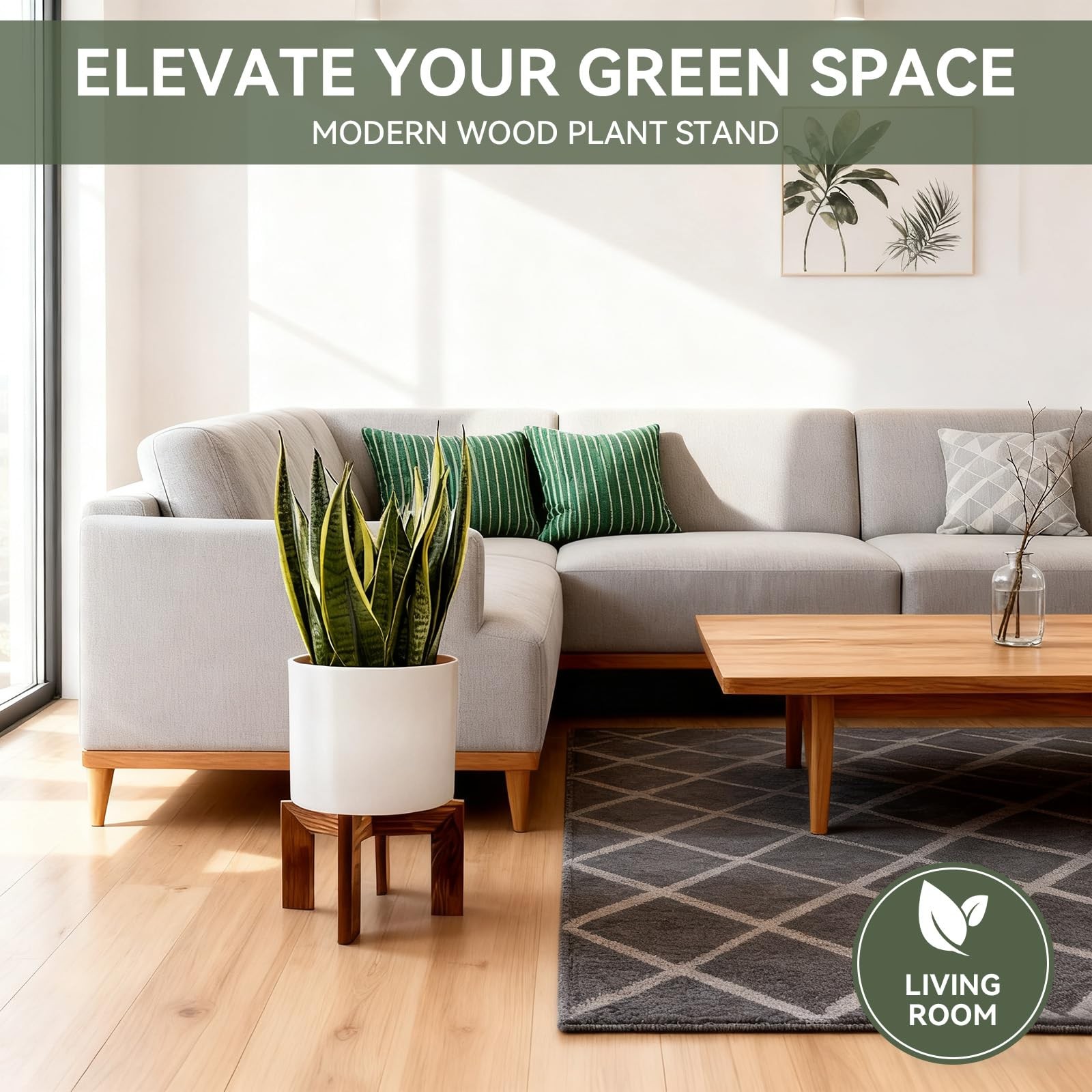 Plant Stand Indoor, Large Wooden Plant Stands, Plant Risers for Inside Pots, ...