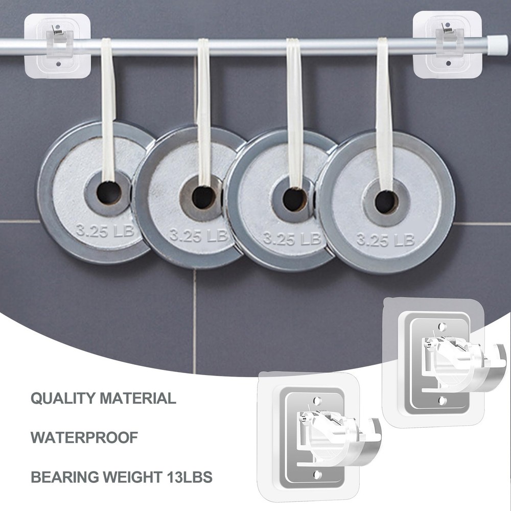 Codoule Self Adhesive No Drill Adjustable Curtain Rod Holder 8 Tramsparent