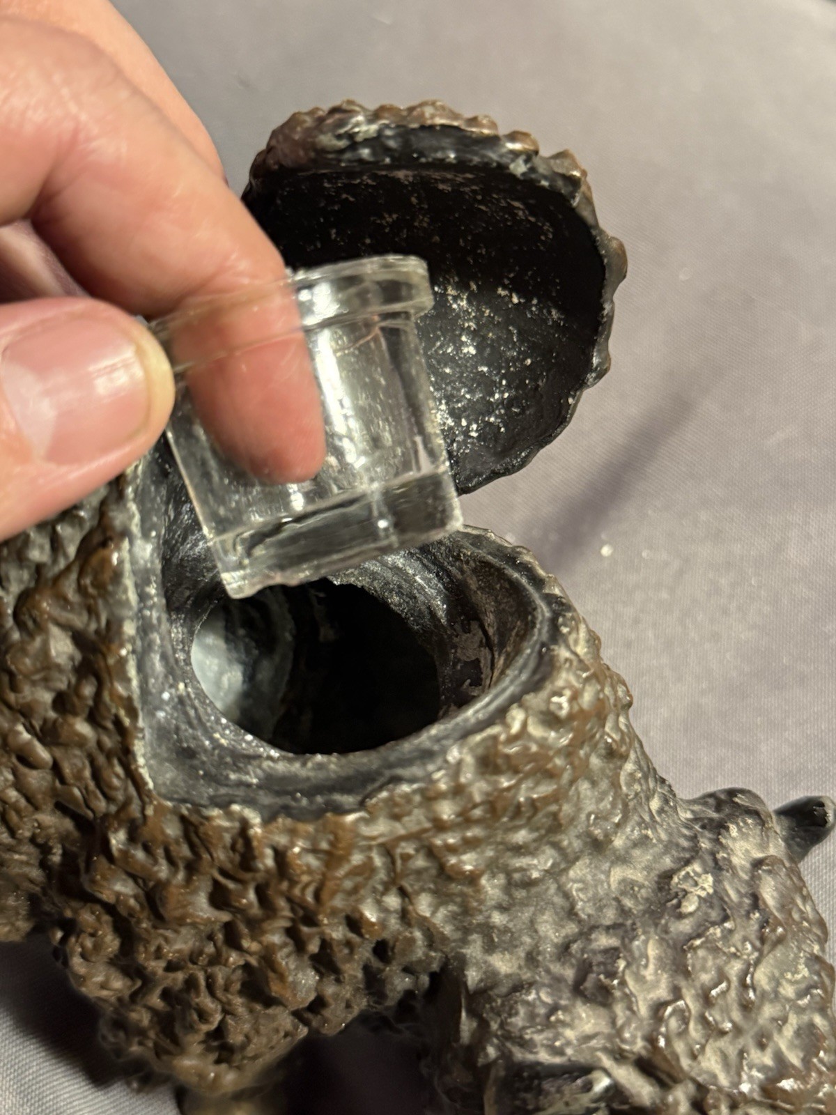 Antique Cold Painted Buffalo Inkwell Sculptural Desk Object w/ insert