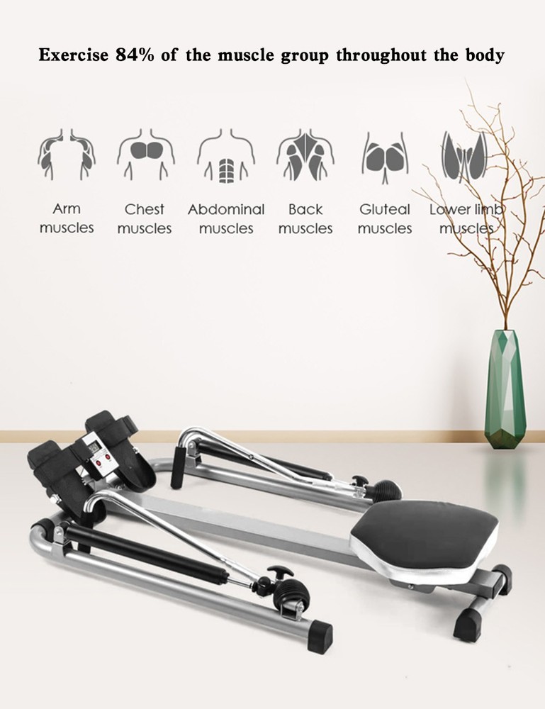 🚀Home Gym Adjustable Exercise Rowing Machine Rower  Double Hydraulic Resistance
