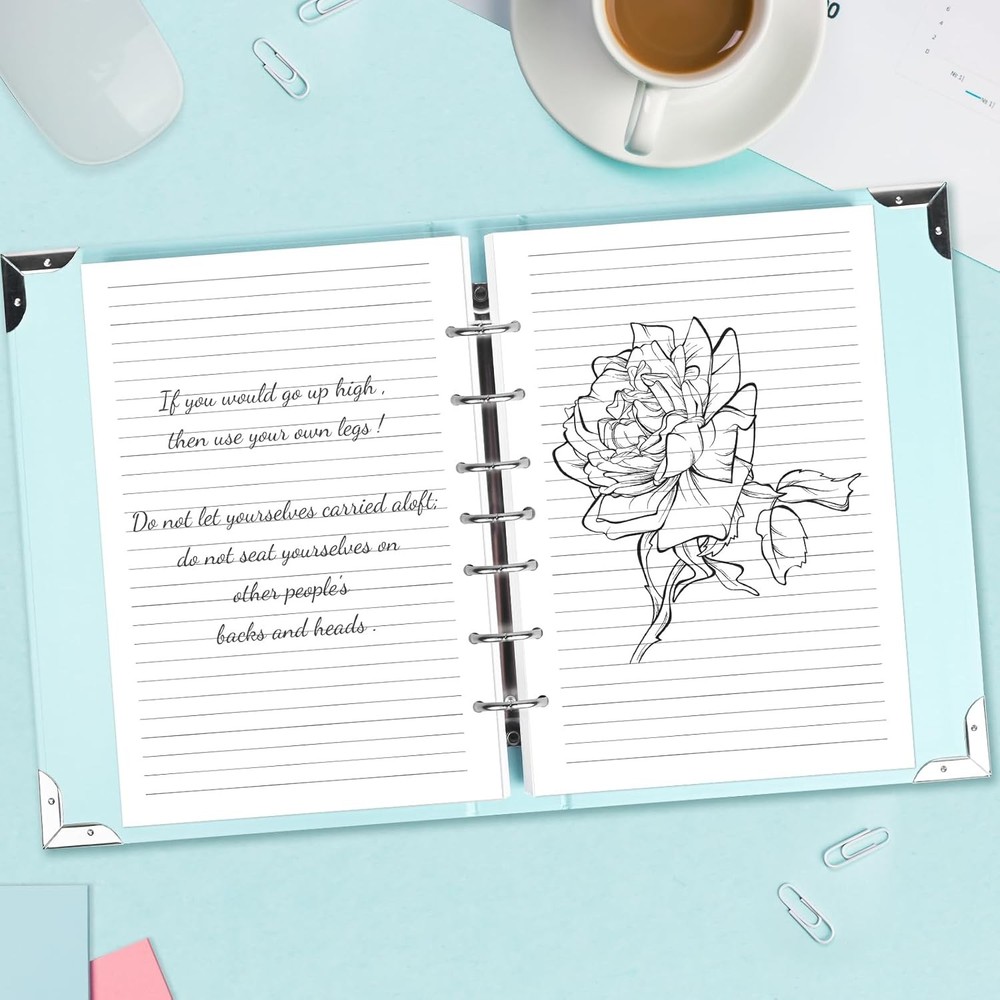 A5 Refill Paper, 7-Hole Planner Inserts for Binder Budget White