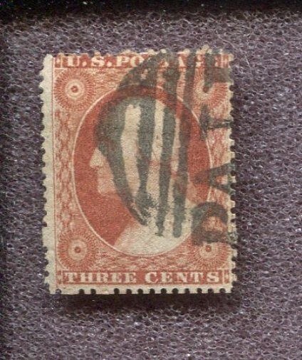 Scott No. 26 - 3c Dull Red