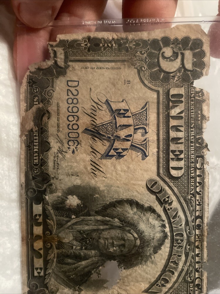 $5 1899 Silver certificate FR Large Size Note Indian Chief Circulated