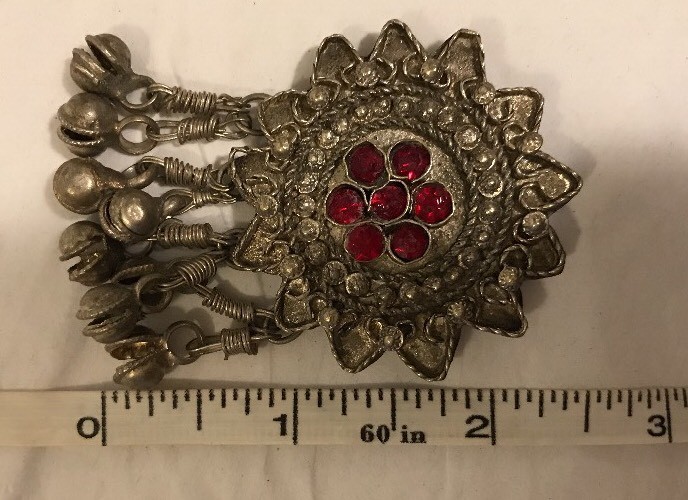 Unique Silver Hand Made Pendant W/ Red Accent