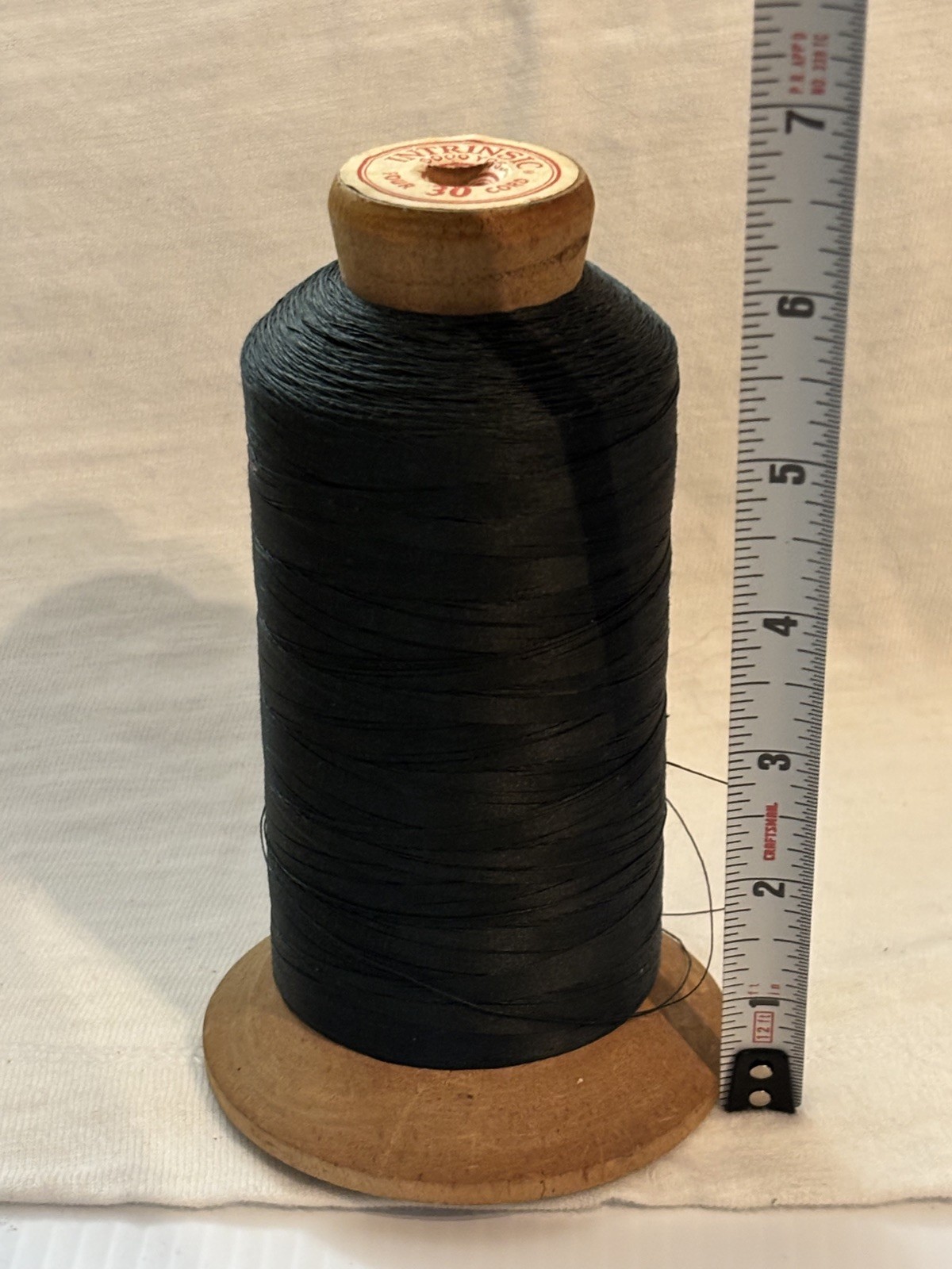 Intrinsic Wood Spool Black Cotton Thread #30 Vintage - American Thread Co. USA