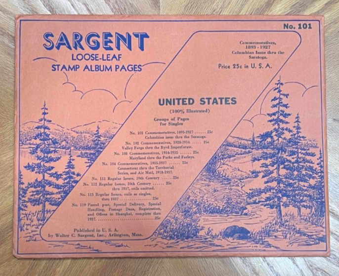 VINTAGE SARGENT LOOSE LEAF STAMP ALBUM PAGES #101 US COMMEMORATIVES, 1893-27
