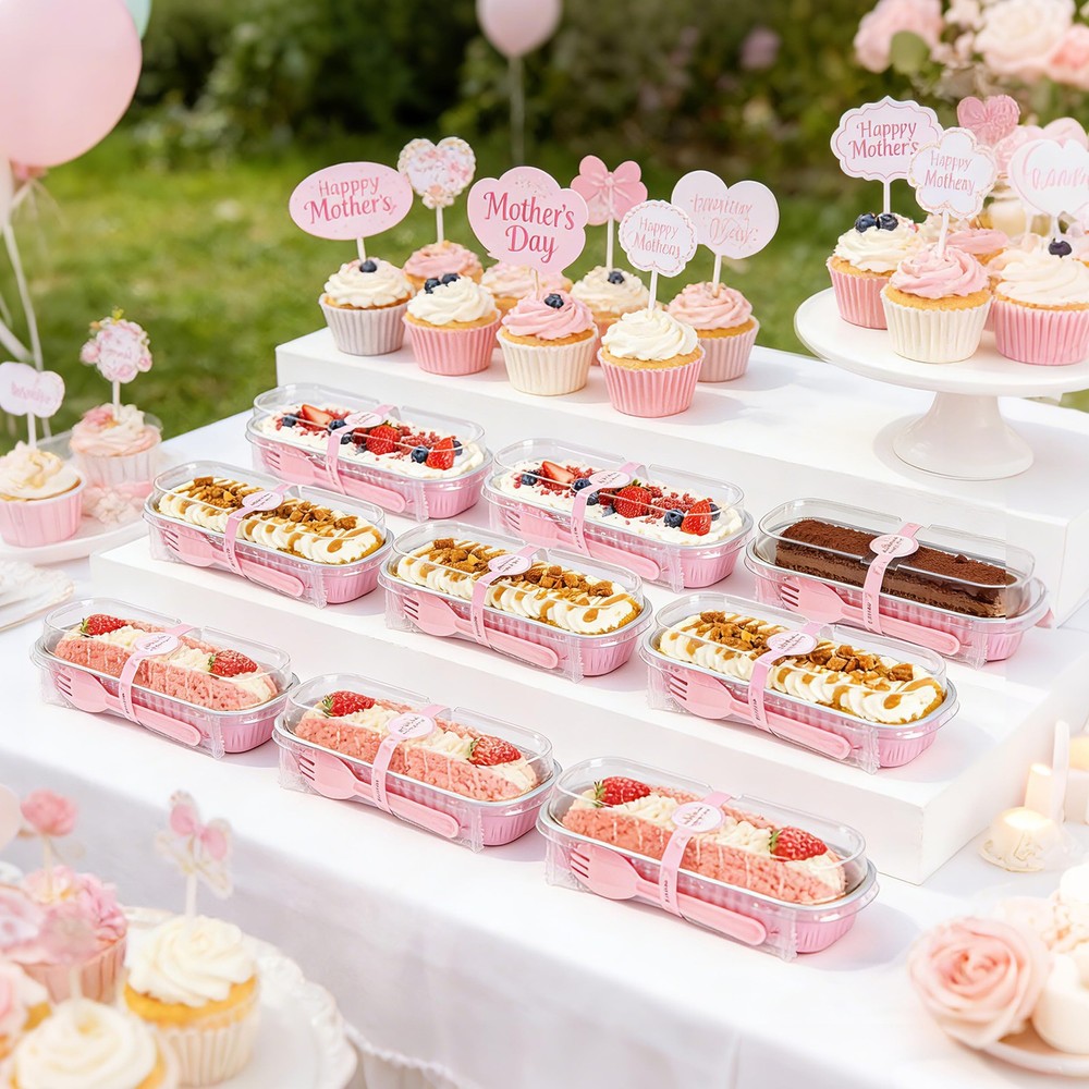 50 PACK Mini Cake Pans with Lids and Spoons,Rectangular Aluminum Foil Bread P...
