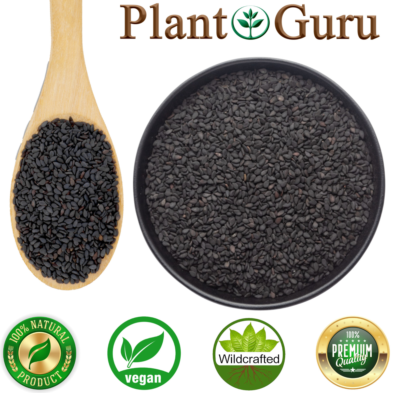 Black Sesame Seeds Unhulled Whole Raw 100% Pure Non-GMO, Kosher, Vegan Bulk