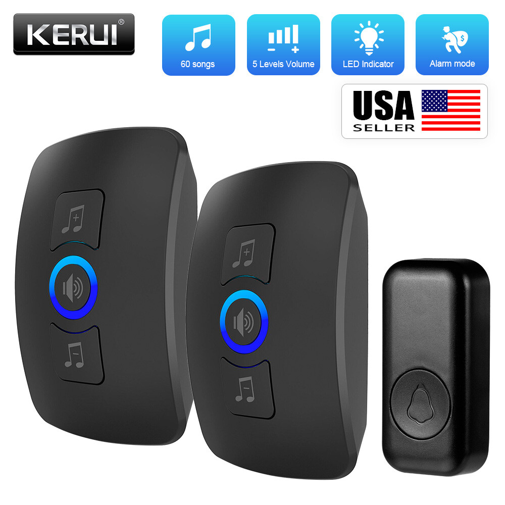 Wireless Doorbell Chime Waterproof Plugin Receiver Adjustable Volume 1000FT Kit