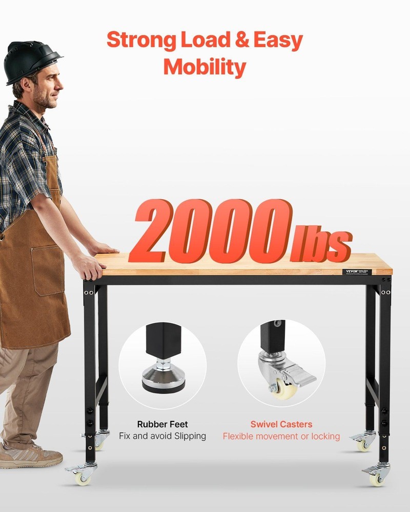 Heavy Gauge 48in Workbench 2000lb Load with Electrical Outlet