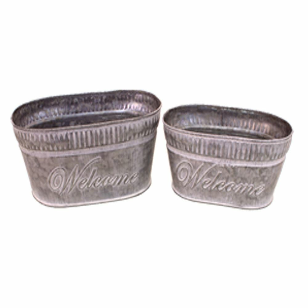 Set of 2 Welcome Oval Buckets