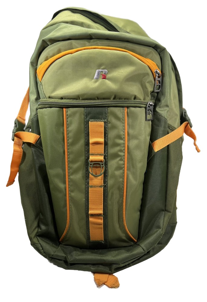 Russell Athletic Backpack Green and Orange Multiple Pockets