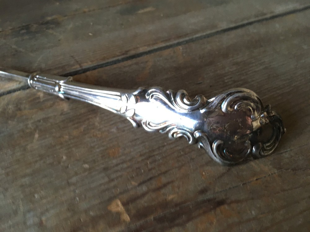 Gigantic Ladle Twisted Handle Heavily Embossed End Floral Silver Plate Bent 17"