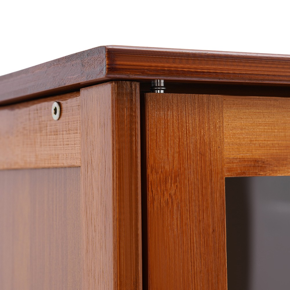 Kitchen Bamboo Storage Cabinet Large Capacity Storage Cupboard Durable Cabinet