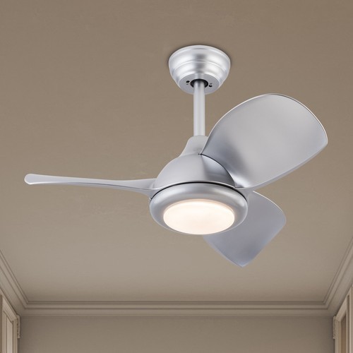 30 Inch Silver Ceiling Fan with Light Ceiling Fan Light Lamp with Remote Control