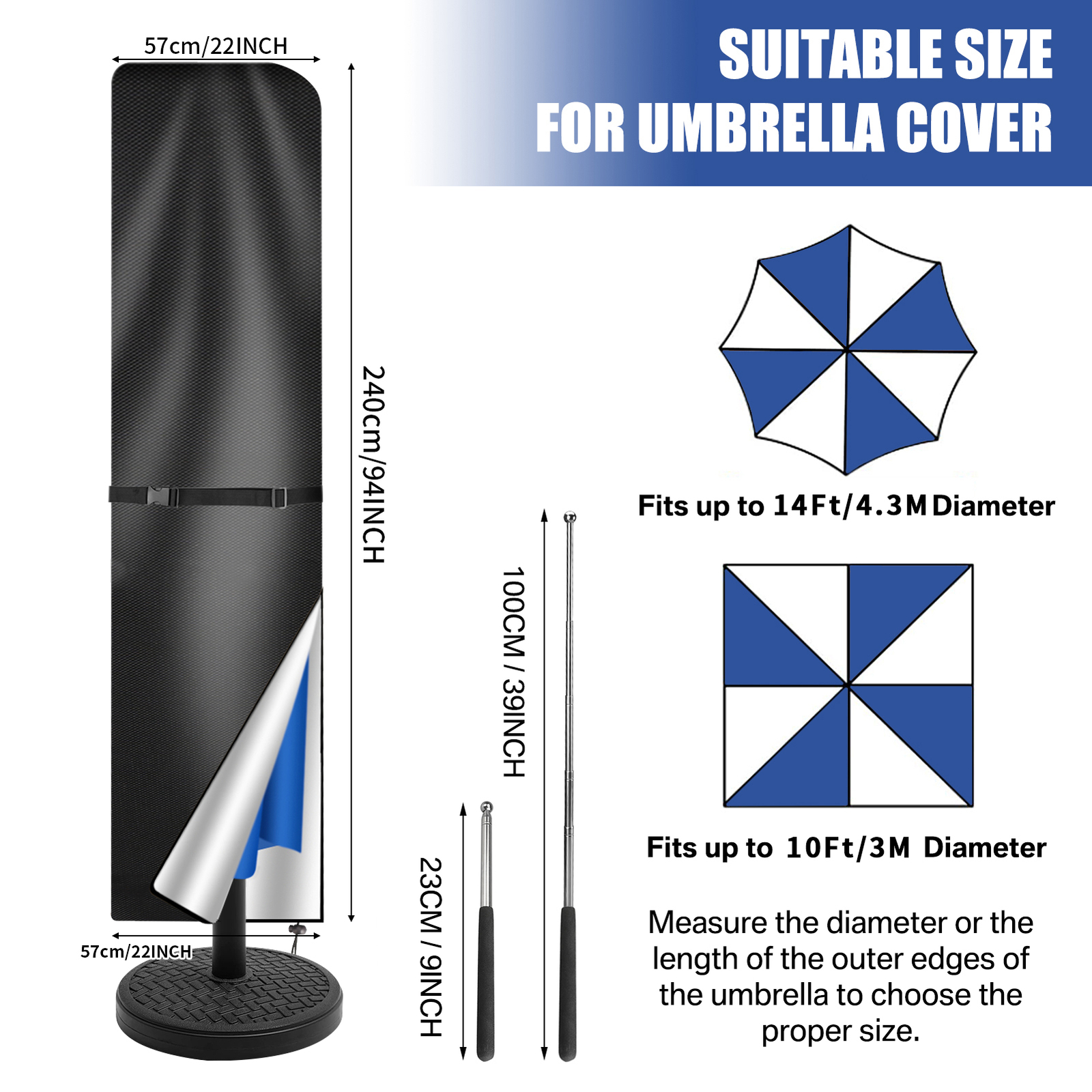 Heavy Duty Outdoor Patio Umbrella Protective Cover Waterproof Canopy 6-13'ft USA