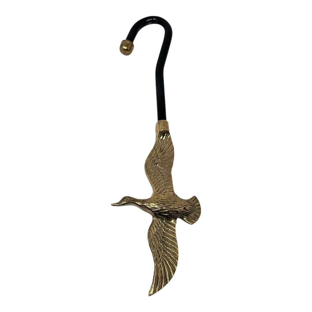 Vintage Brass Mallard Duck Fireplace Hook Damper Flue Pull