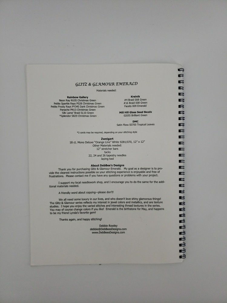 DebBee's Designs DD-131C Glitz & Glamour Emerald Canvaswork Chart