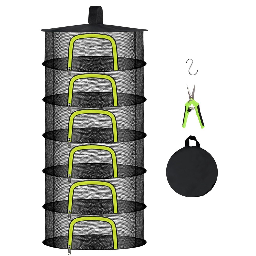 6 Layer Herb Drying Rack Hanging Mesh Net Foldable Plant Drying Rack With U-S...