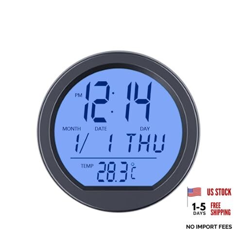 Timloon Car Dashboard Clock with Automatic Backlight at Night, Solar-Powered,
