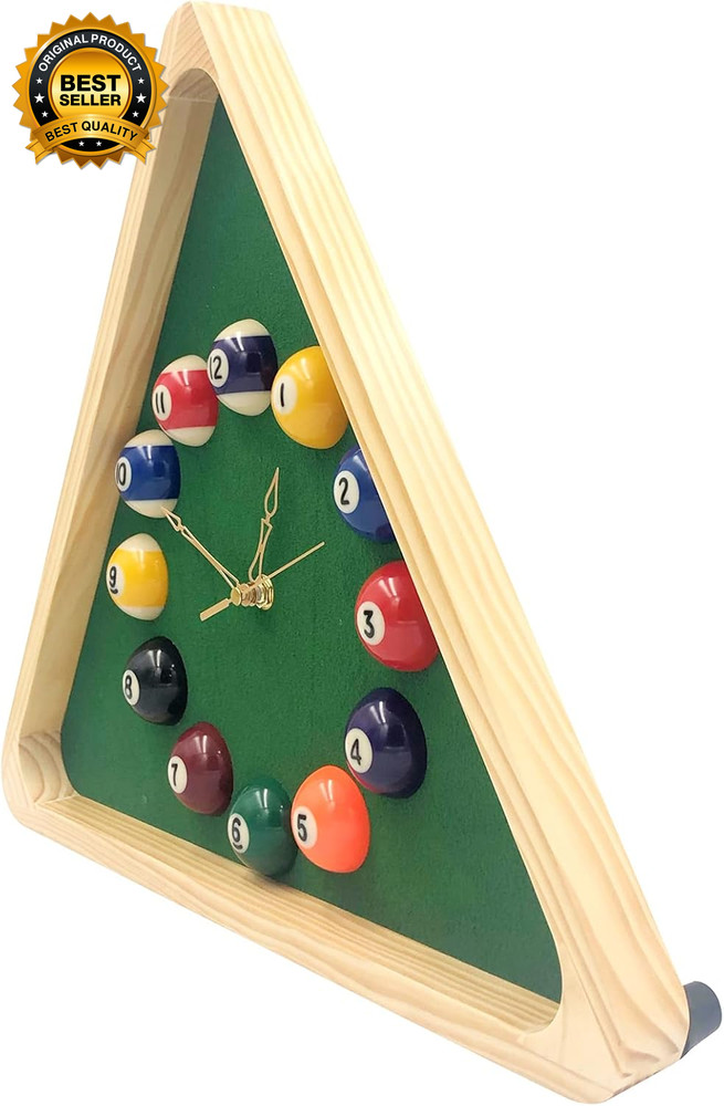 Billiards Pool Ball Clock - 14Inch Triangle Pool Table Cool Wall Clock Solid