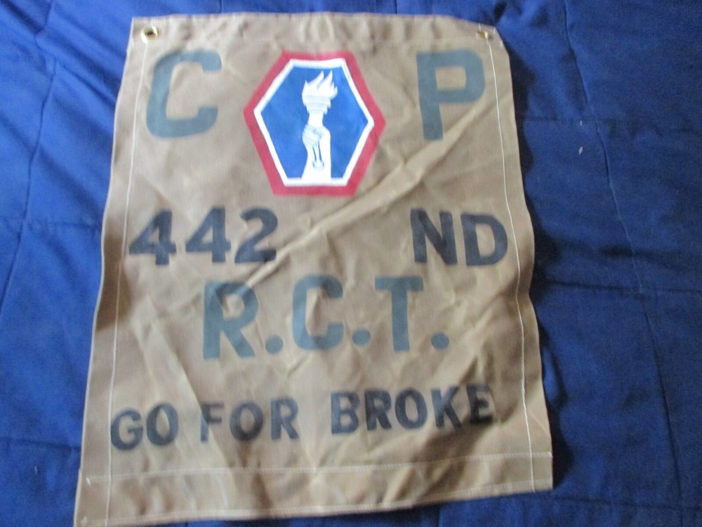 WWII US ARMY 442 ND RCT ALL JAPANESE GO FOR BROKE   FLAG (A)