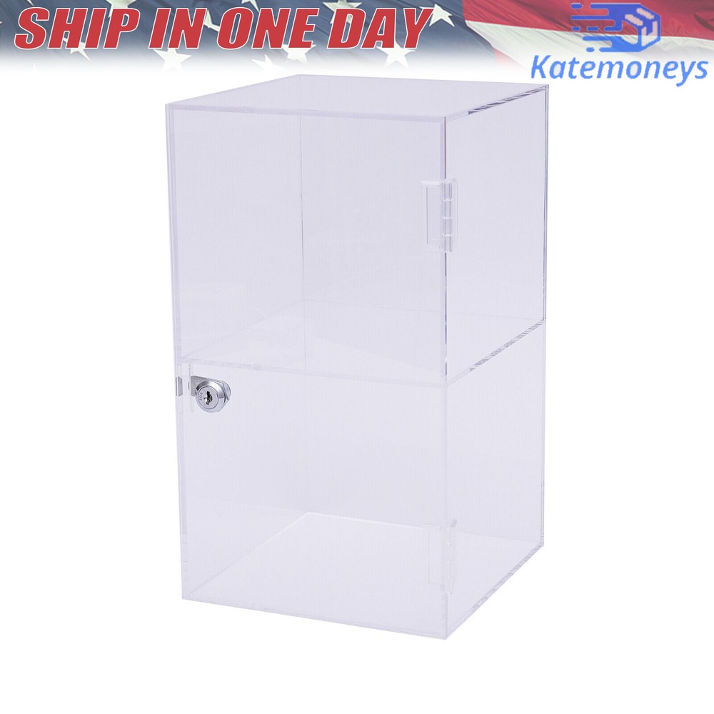 2-layers Countertop Display Case 20*20*35cm Locking Security Showcase Cabinet US