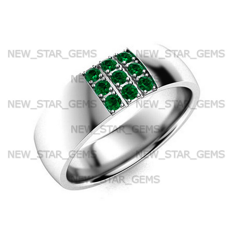 AAA+Quality Emerald Lab-Gemstone Ring For Men’s 925 Silver Anniversary Ring
