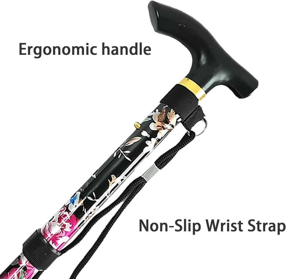 Folding Cane, 5-level Adjustable Height Lightweight Portable Foldable Walking Ca