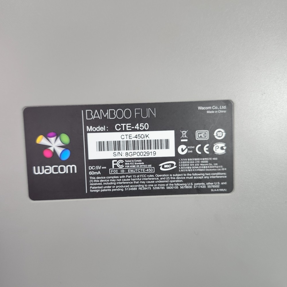 Wacom Bamboo Fun CTE-450 Tablet - Stylus, Mouse, Case, & Software Included!