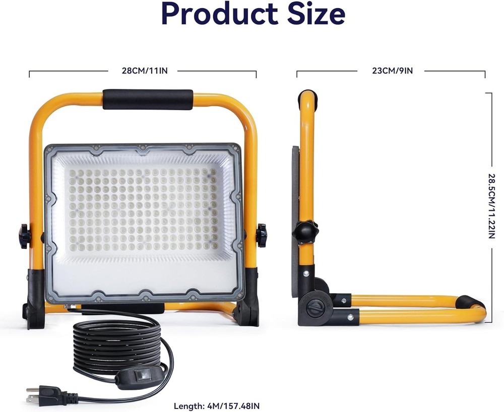 150W LED Work Light with Switch and 13.1 ft Cable, 15000LM Construction Light...