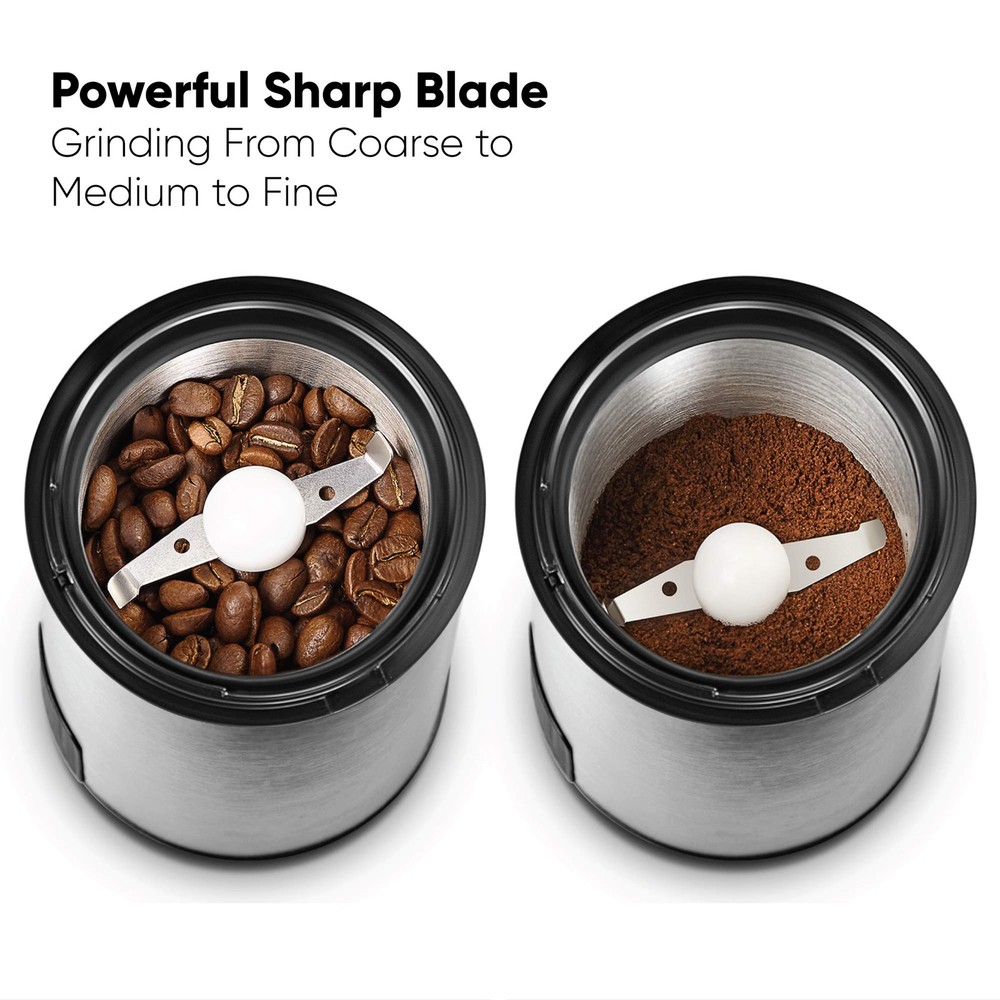 Coffee Grinder and Spice Mill with Safety Lock System – Rustproof Stainless S...