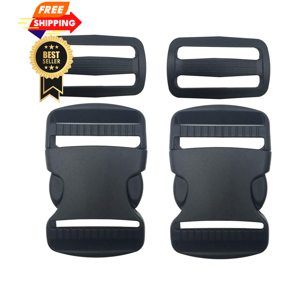 EesTeck 2 Set 1.5 Inch Flat Dual Adjustable Plastic Quick 1.5"-2 Pack, Black