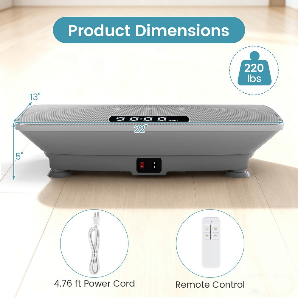 Vibration Plate Exercise Machine w/ Gravity Sensor, Remote Control, Bluetooth