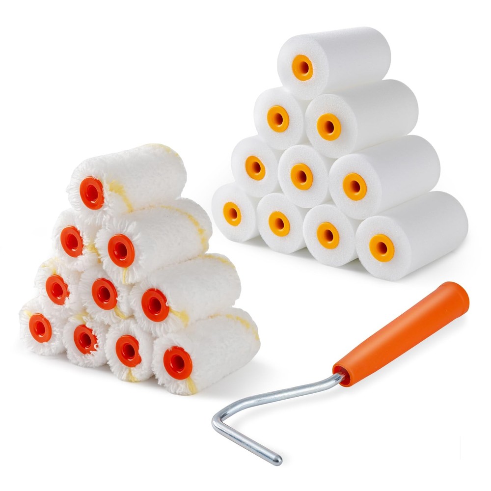 2 Inch Paint Roller Kit 20 Pack Mini Paint Rollers Foam and Microfiber Covers