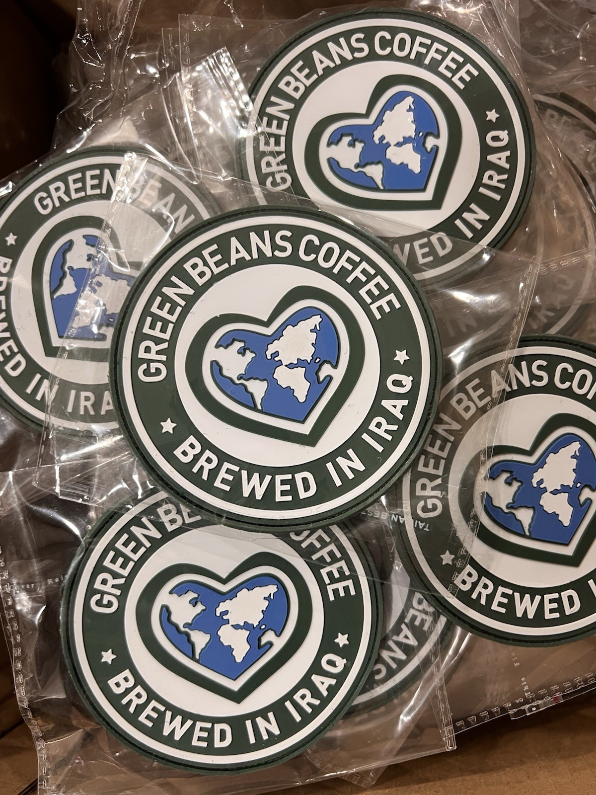 Green Beans Coffee Brewed In Iraq PVC Patch, Veteran Morale Patch, Military