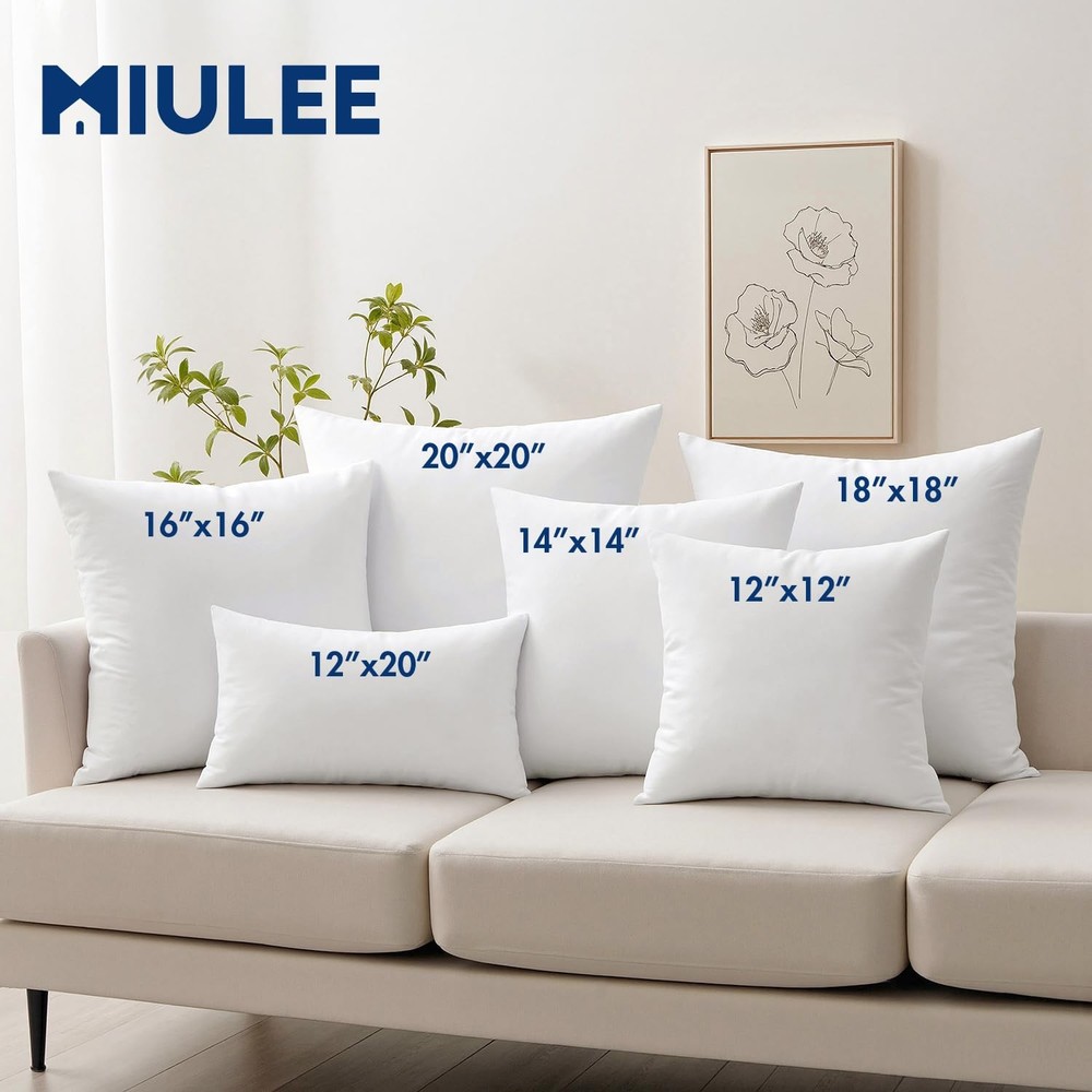 Premium Feather and Down 12x20 Throw Pillow Insert Soft Fluffy Throw Pillow D...