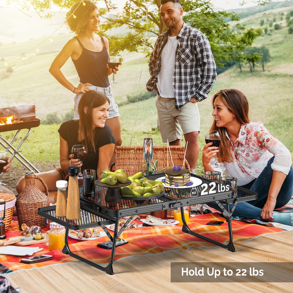Camping Table Grill Table Folding Tables Mesh Top Portable Grill Table Black