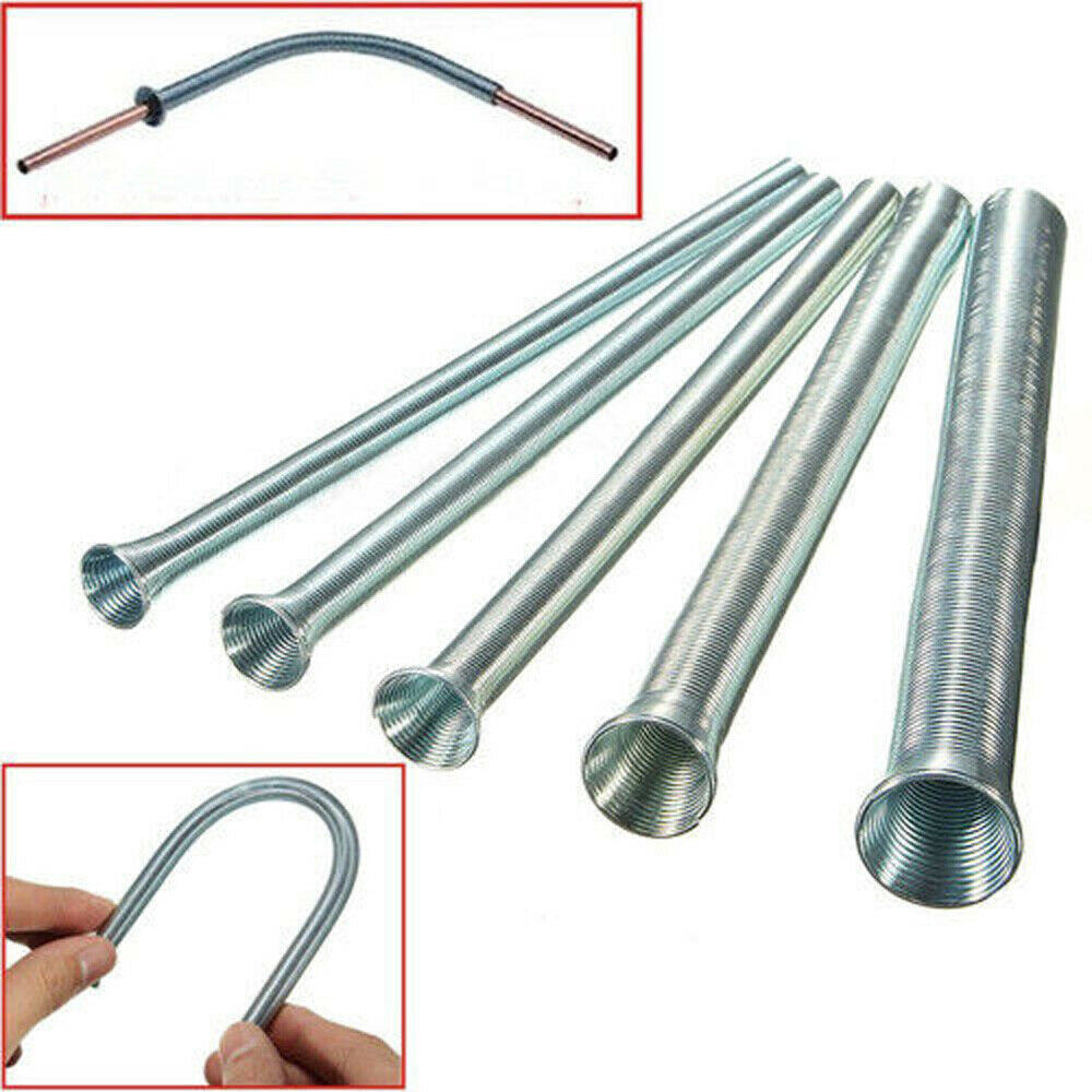 5pcs 21cm Spring Bending Tube Pipe Bender 1/4" 5/16" 3/8" 1/2" 5/8" Silver Set