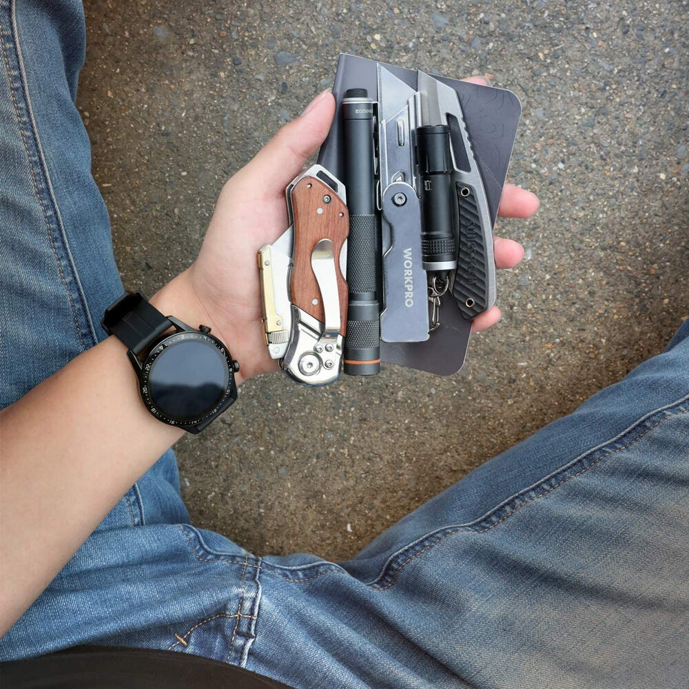 WORKPRO 3 Pack Folding Pocket Utility Knife Set Compact Lock Back Box Cutter New