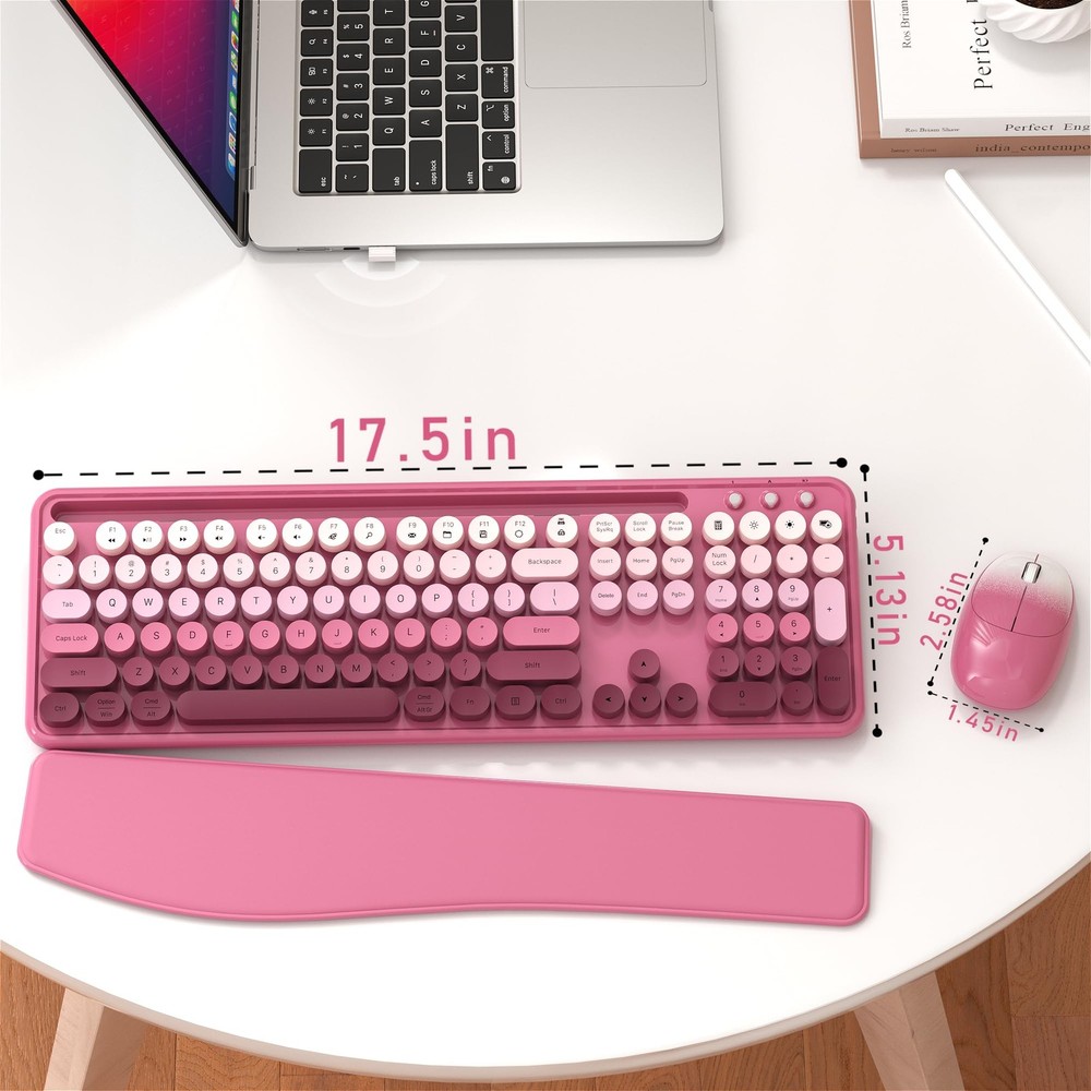 MPTOG Colorful Wireless Computer Keyboard and Mouse Combo with Phone Holder, ...