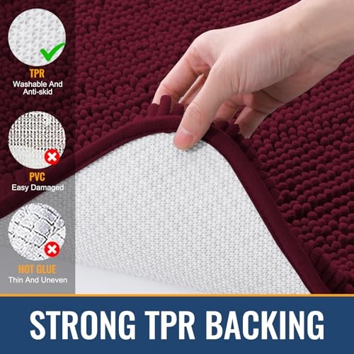 Bathroom Rugs 36x24, Extra Soft Absorbent 36" x 24" Rectangular Burgundy