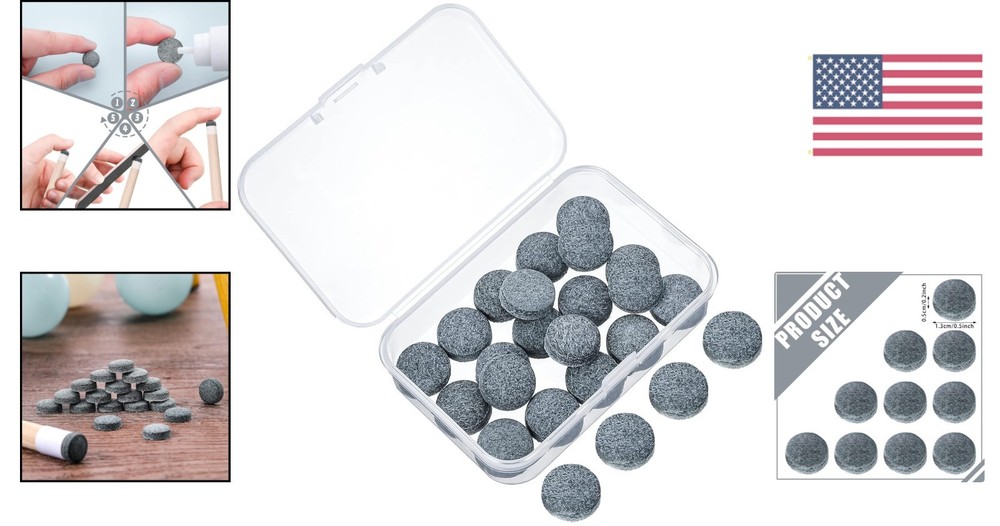 20 Pcs Billiard Pool Cue Tips with Storage Box - 13mm for Easy Replacement