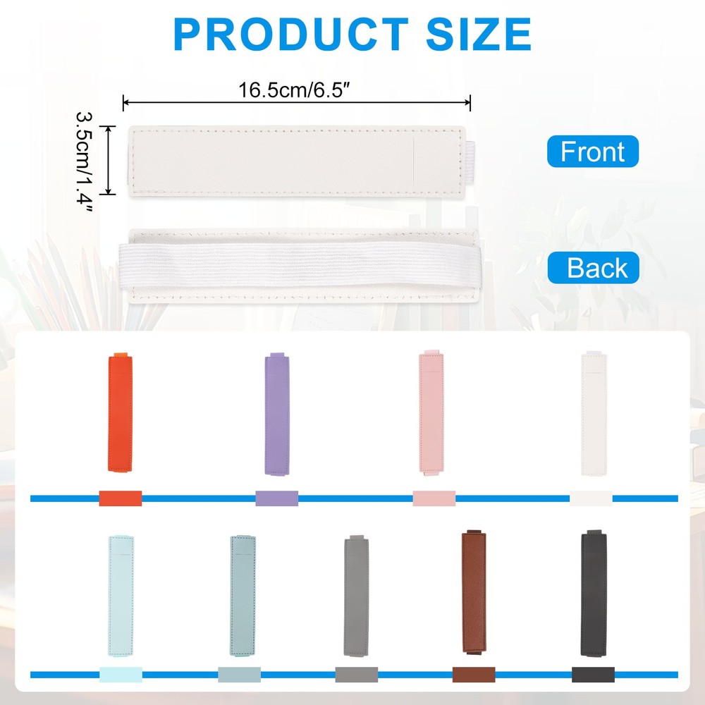 4 Pcs Adjustable Pen Loop Holder Pencil Sleeve Elastic Strap Band(White)