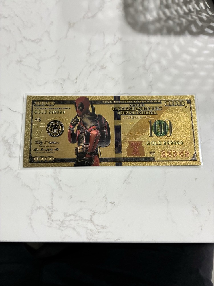 Deadpool Marvel Comics $100 Novelty 24K Gold Foil Plated Note Bill