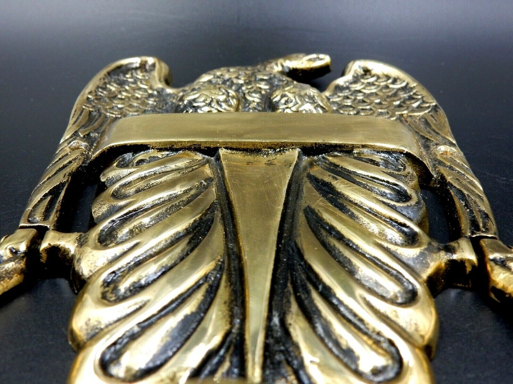 VINTAGE SOLID BRASS PATRIOTIC AMERICAN BALD EAGLE DOOR KNOCKER