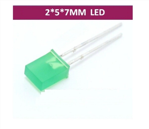 50Pcs 2X5X7MM Rectangle Green Green Led Light Emitting Diode kq