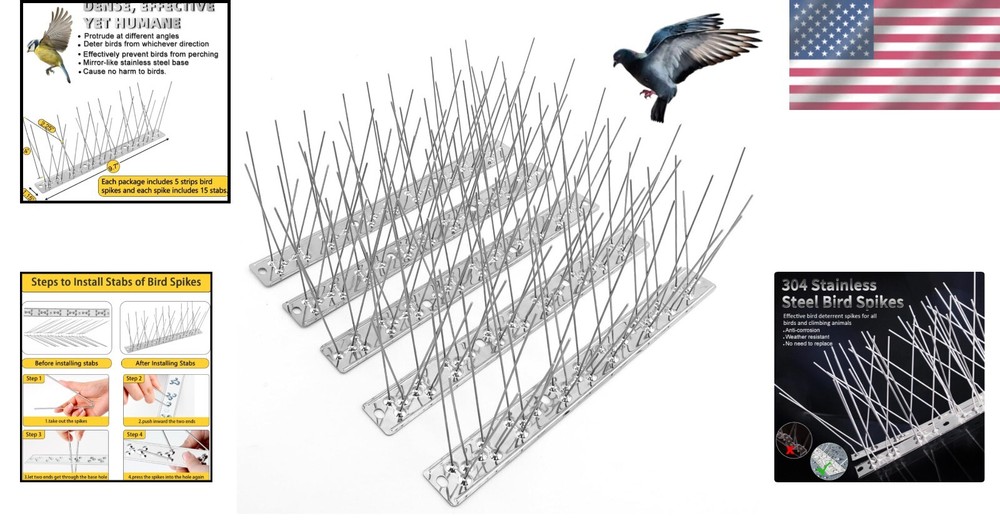 5 Durable Bird Deterrent Spikes for Pigeons, Squirrels, Cats – Easy Install