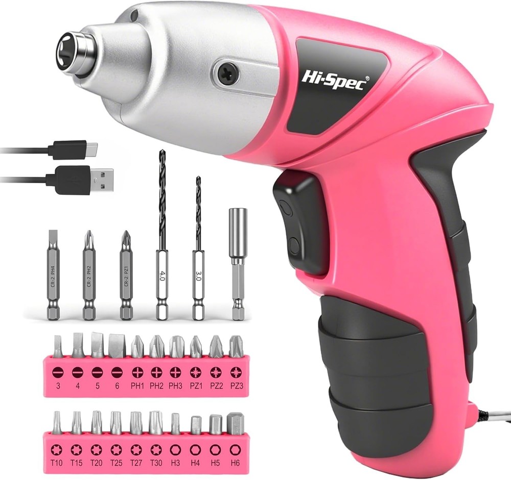 Rechargeable 3.6V Cordless Screwdriver with 26 Bits – Perfect for Small Projects
